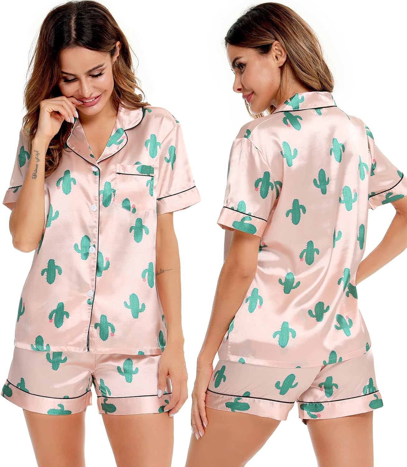 Thumbnail 6 de SWOMOG Silk Satin Pajamas Set XS-3XL