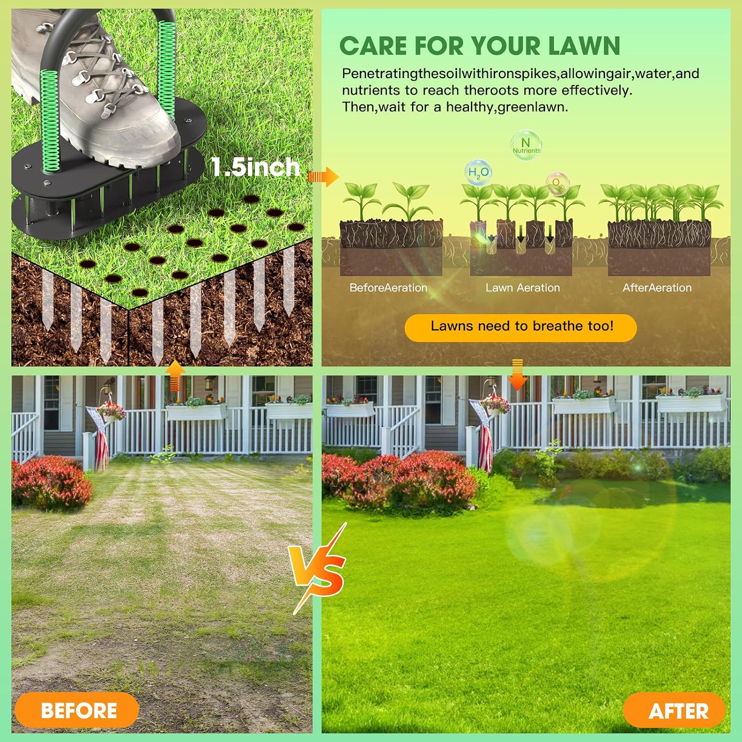 Thumbnail 5 de Onadak Lawn Aerator 15 Iron Spikes 3in