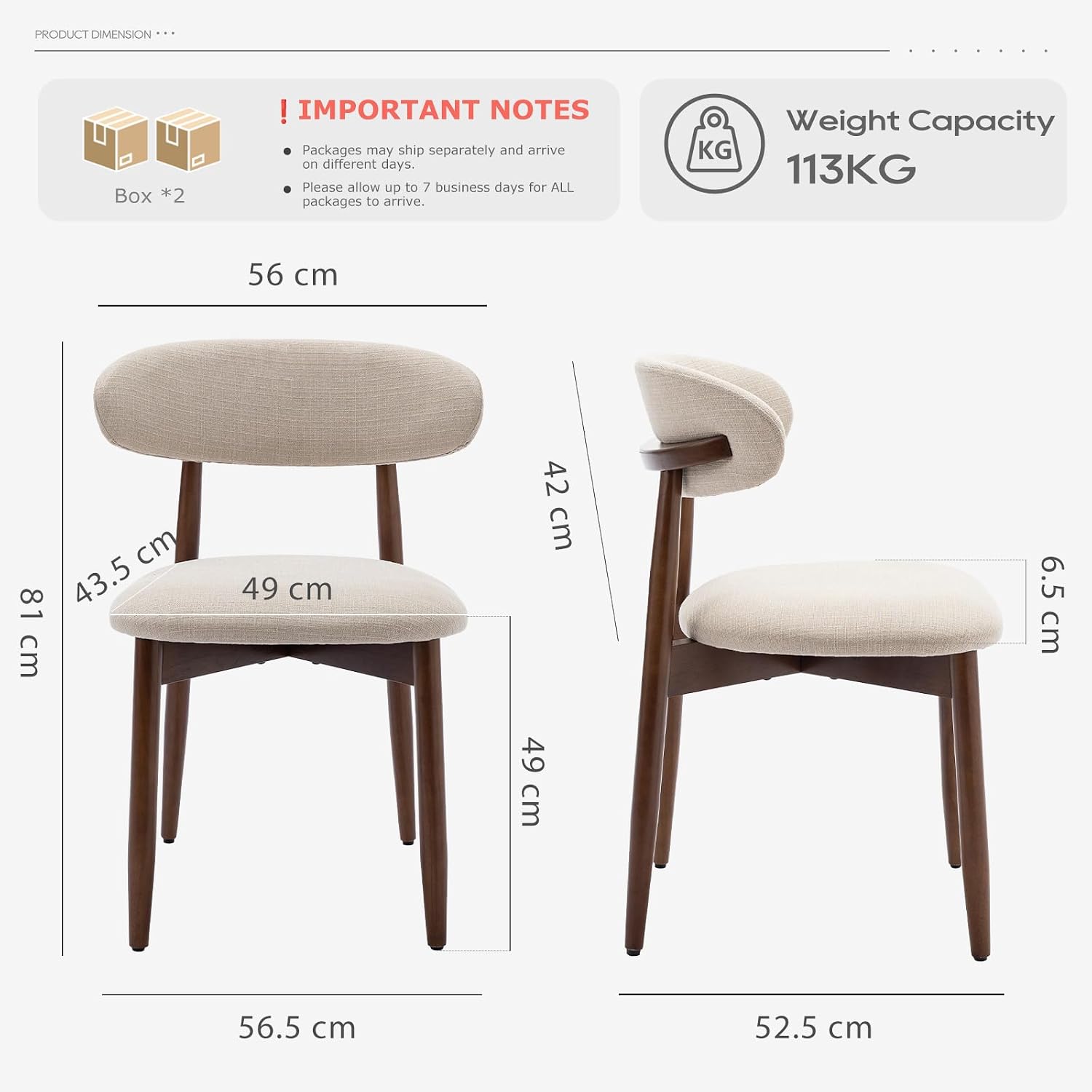Detalle 1 de COLAMY Modern Dining Chairs Set Upholstered 4
