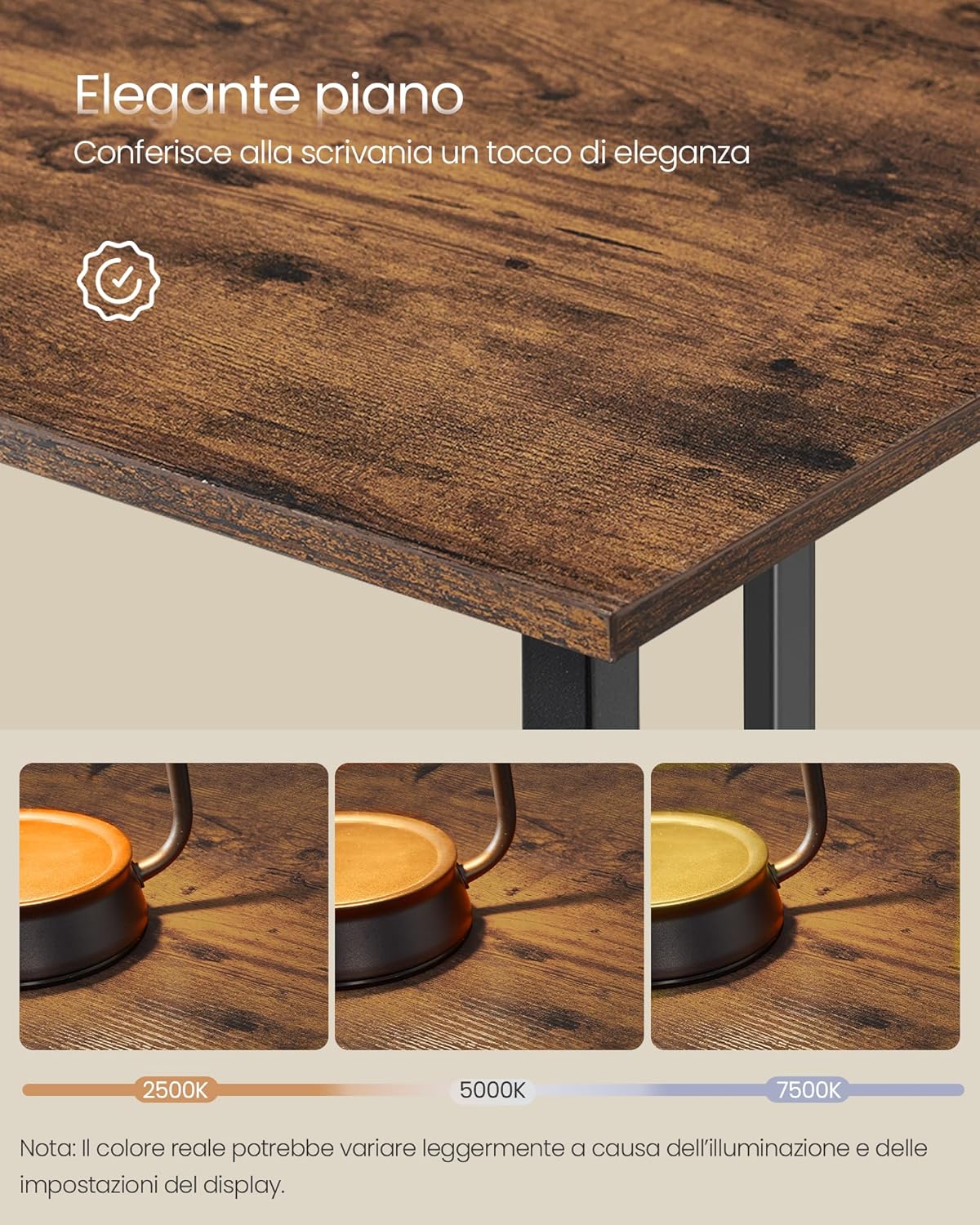 Thumbnail 6 de VASAGLE Scrivania ad Angolo a Forma di L 140×140 cm – Marrone Vintage e Nero Inchiostro (LWD73XV1)