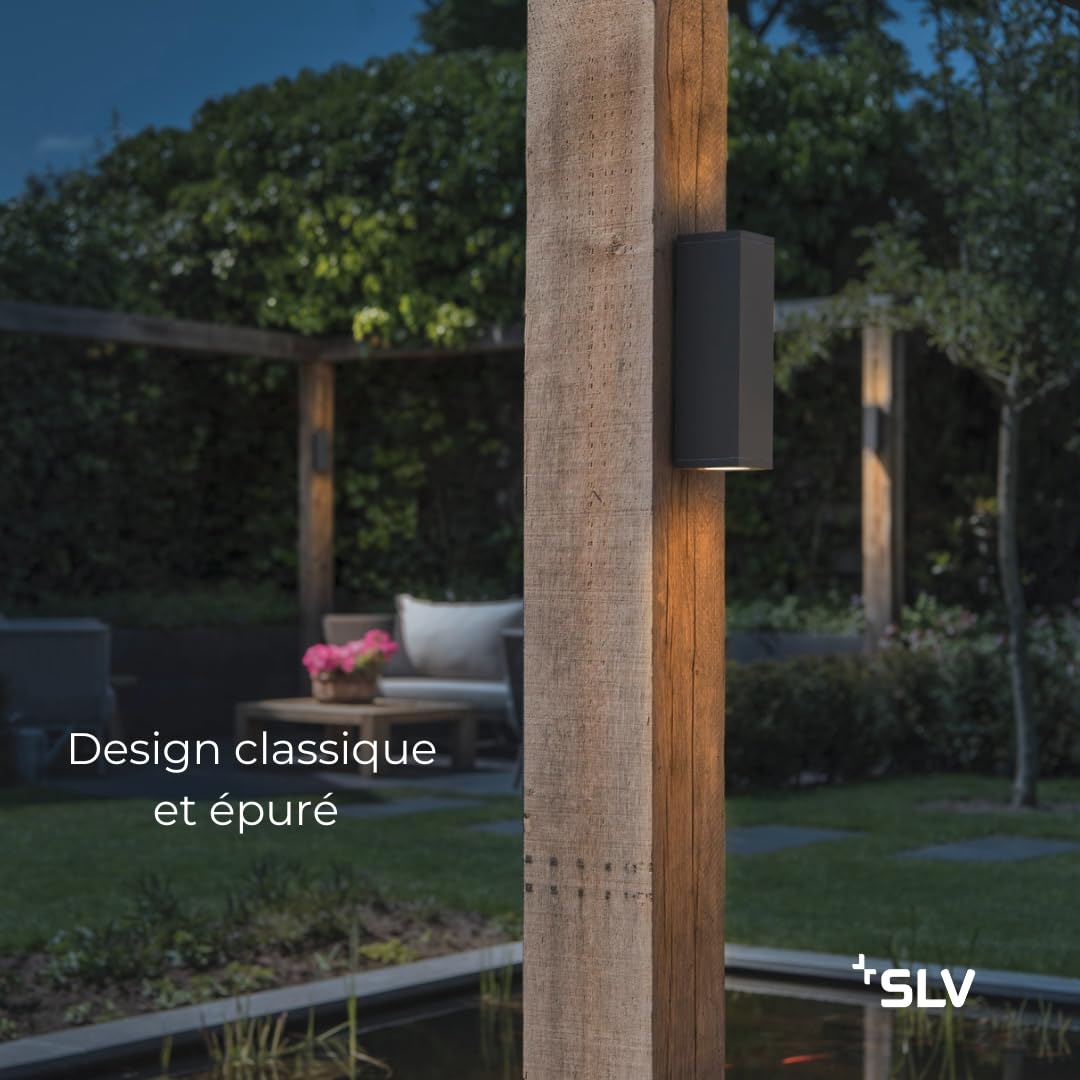 Detalle de SLV Applique murale Aluminium/verre, anthracite – GU10 230V