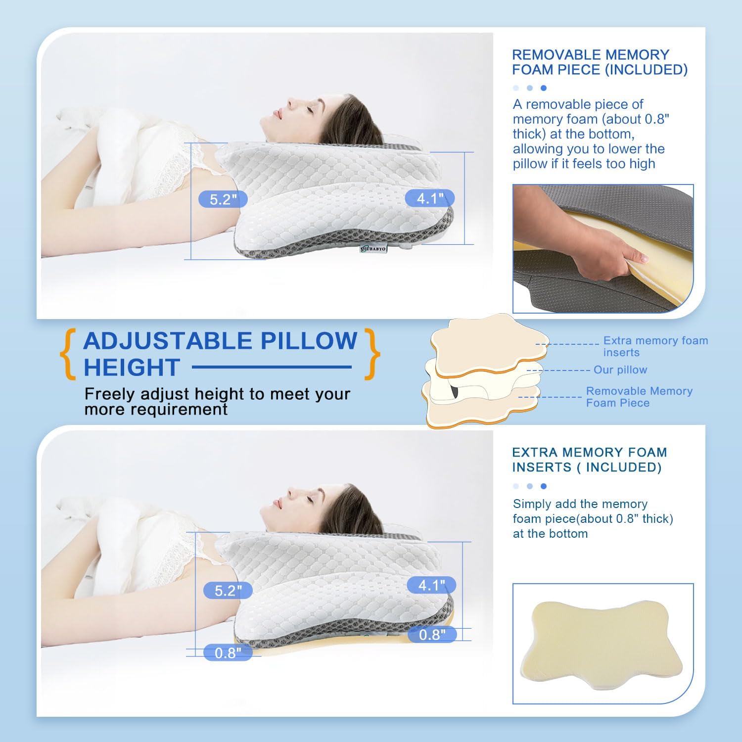 Detalle 2 de Pain Relief Cervical Pillow, adjustable loft