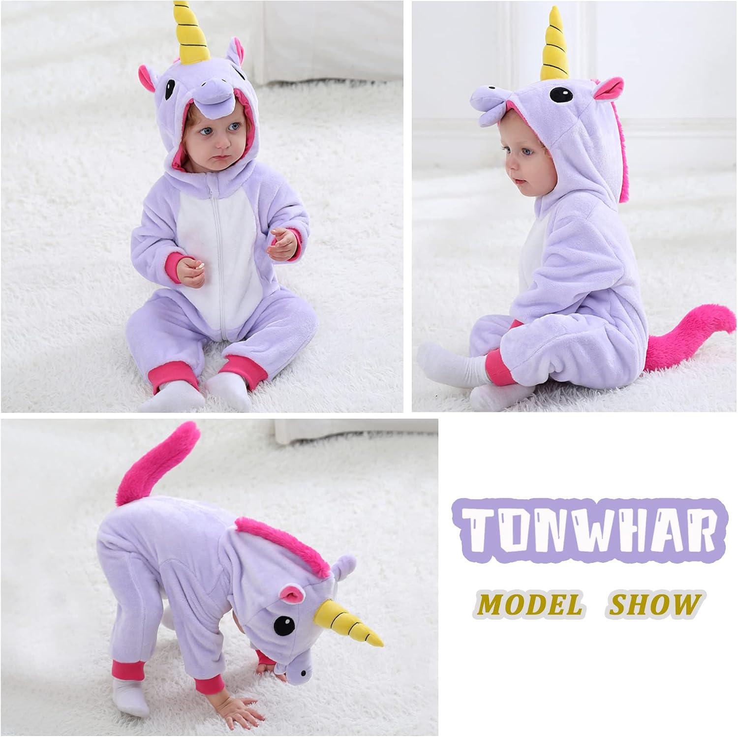 Detalle de TONWHAR Baby Animal Romper, Plush Fleece
