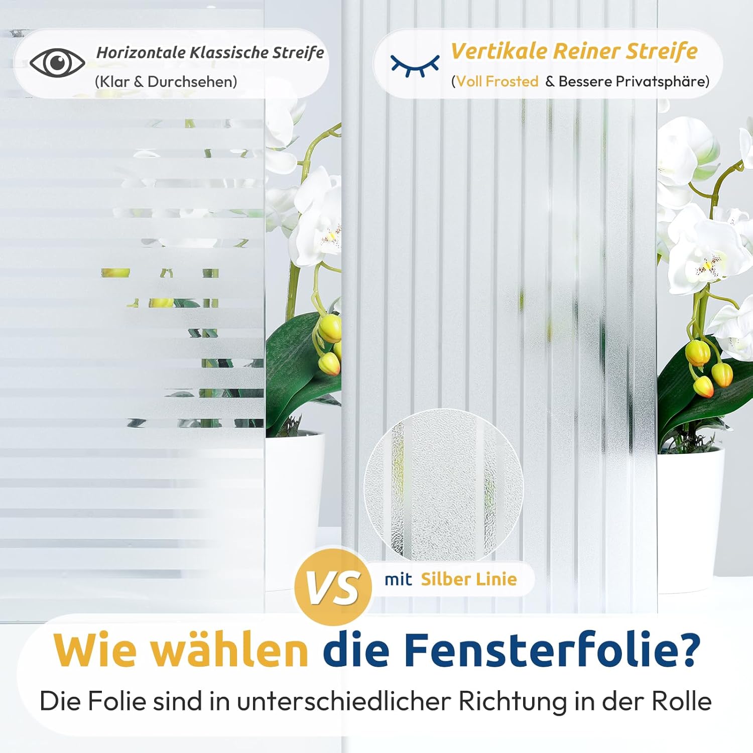 Thumbnail 6 de Rabbitgoo Fensterfolie Streifen Sichtschutzfolie 75 x 200 cm – Milchglasoptik, selbstklebend, Anti-UV