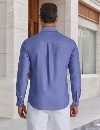 Detalle de COOFANDY Camice Uomo Manica Lunga – Camicia Oxford Sky Blue L, elegante e casual