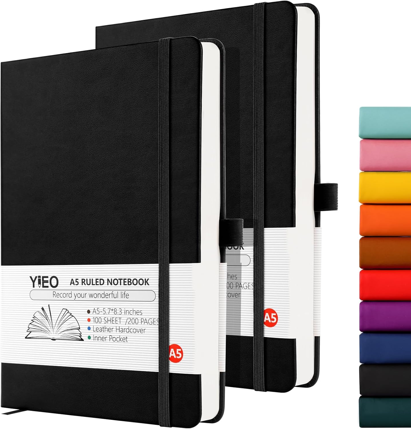 Detalle de YIEO Notebook A5 2-pack lined journal 📓