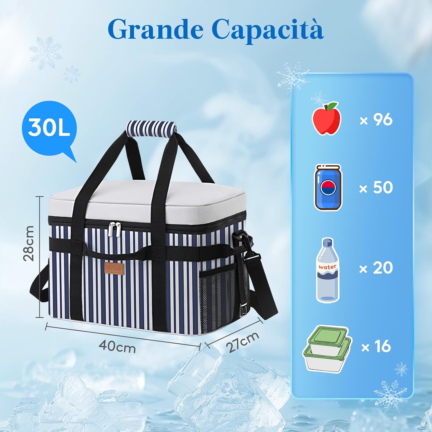 Detalle de Lifewit Borsa Termica 30L: grande capacità, versatilità e trasporto affidabile