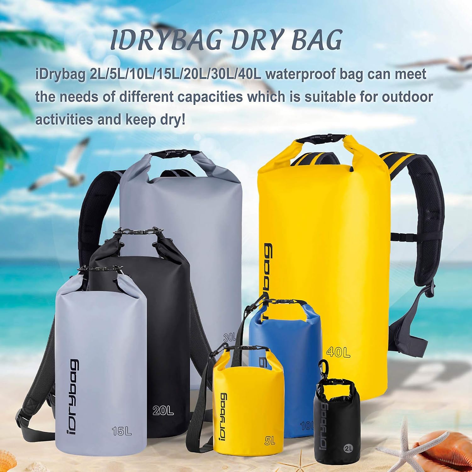 Detalle 2 de IDRYBAG Dry Bags for Kayaking Waterproof 2L–40L: Lightweight, Durable Dry Sack for Outdoor Adventures