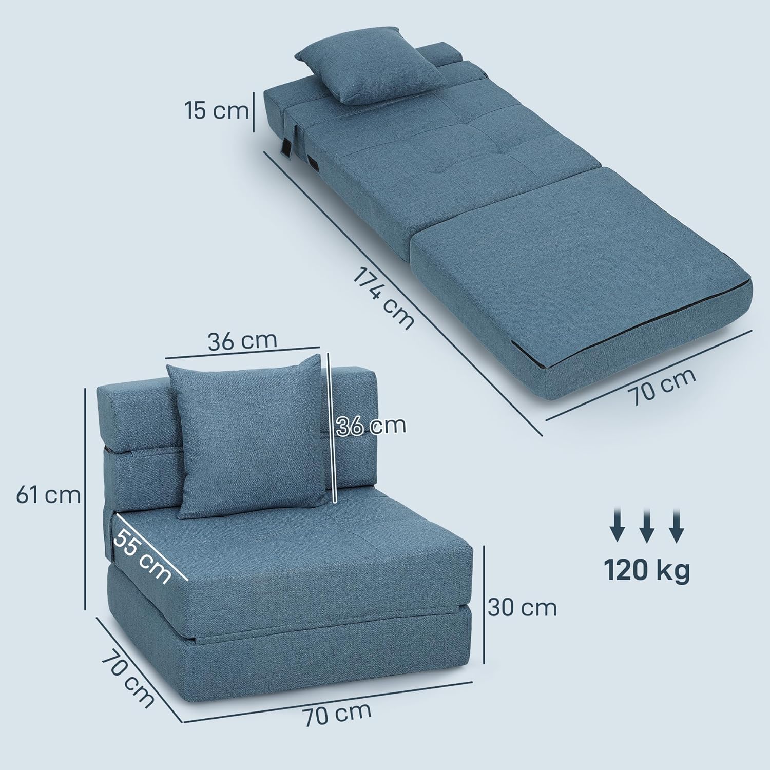 Detalle de HOMCOM fauteuil lit 1 place 120 kg