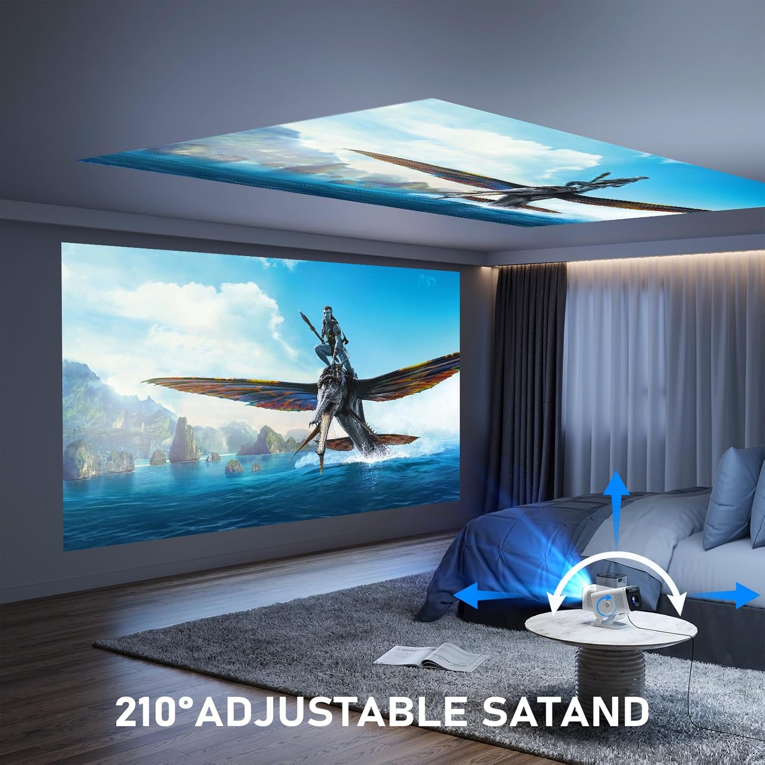 Detalle de XuanPad Mini Projector with Android 14: Portable Full HD 1080P Smart Projector