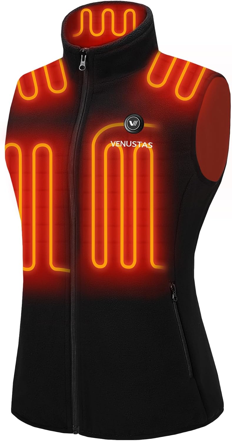 Detalle de Venustas Venustas-6000 Women's Heated Fleece Vest, 6 Zones, 3 Heat Settings