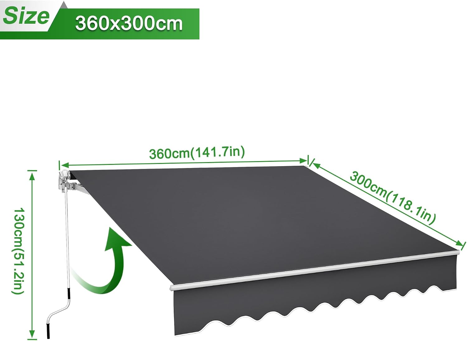 Detalle 2 de ACXIN 3,6 x 3 m tenda da sole grigio