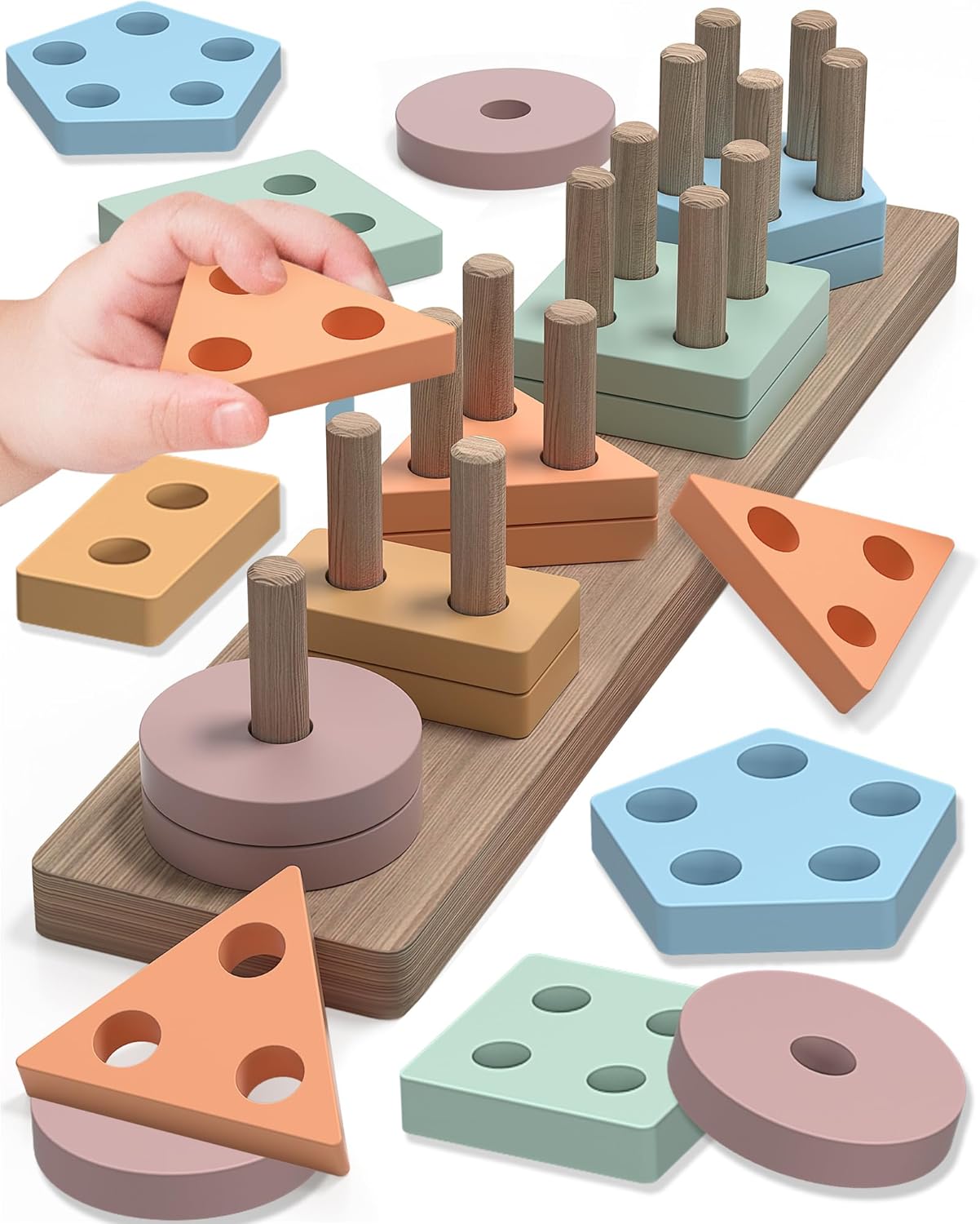 Thumbnail 6 de Montessori Wooden Shape Sorter Toy for Ages 1-3