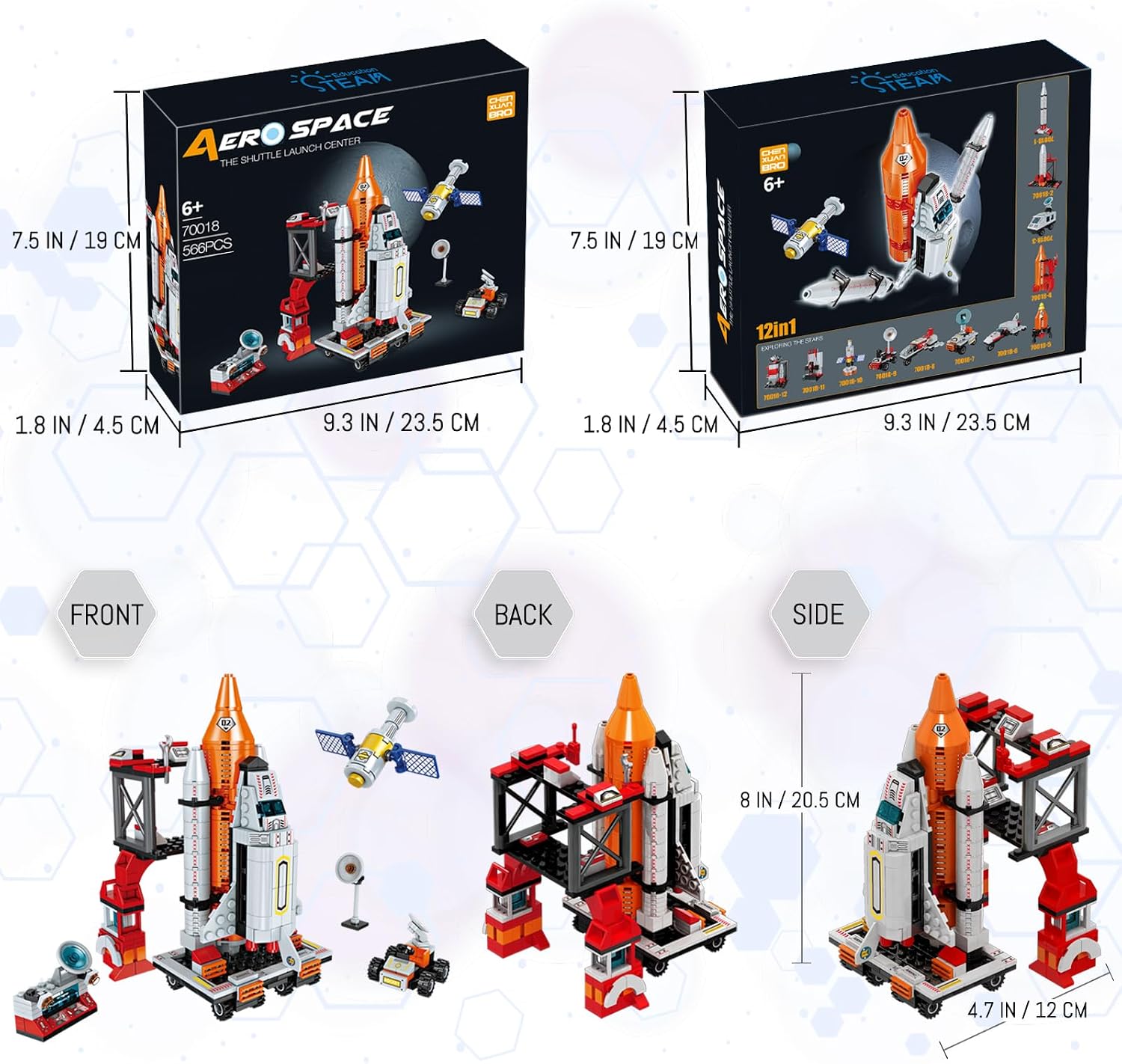 Detalle de Space Exploration Shuttle 12-in-1 STEM Kit 566 pcs 🚀