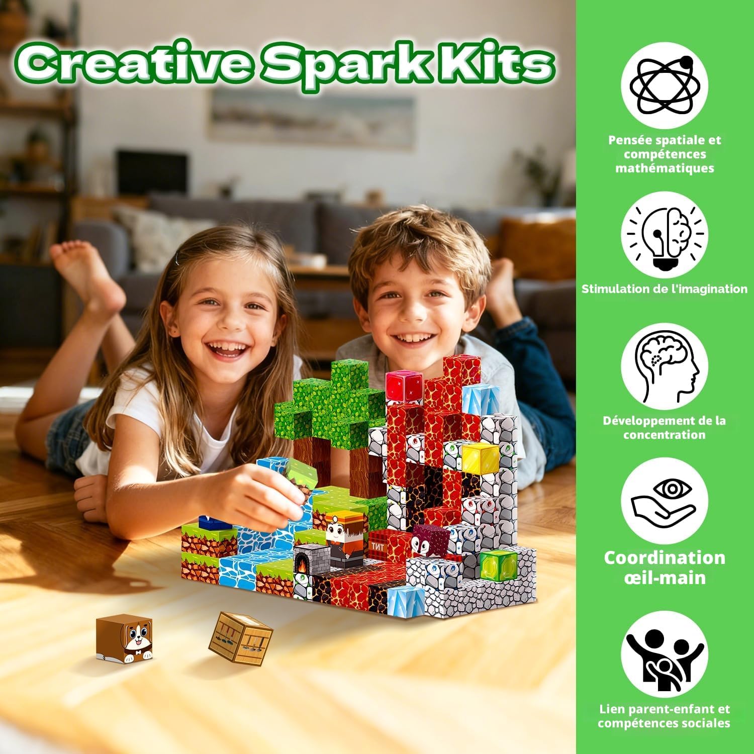 Detalle de POPERFUN Construction Magnétique Enfant 150 Pièces – Bloc de Construction Magnétique Éducatif STEM