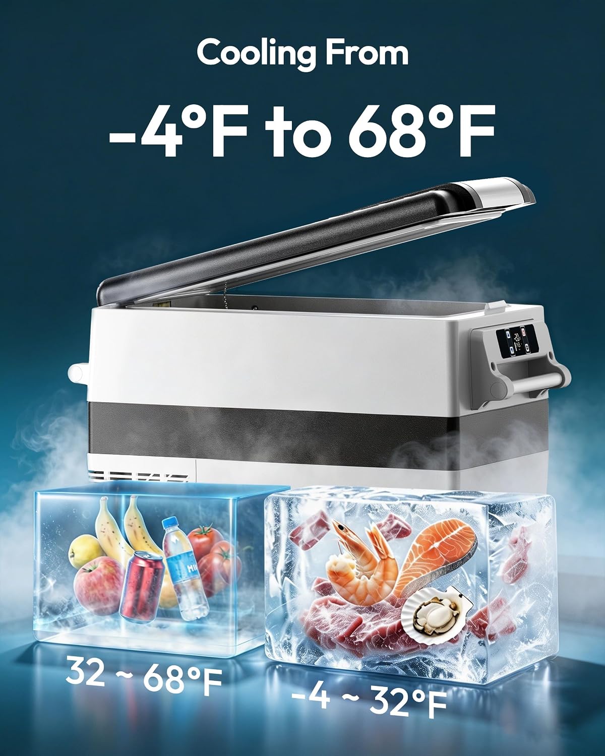 Detalle de EUHOMY CF001 48QT Portable Car Refrigerator with App Control and Dual Zones