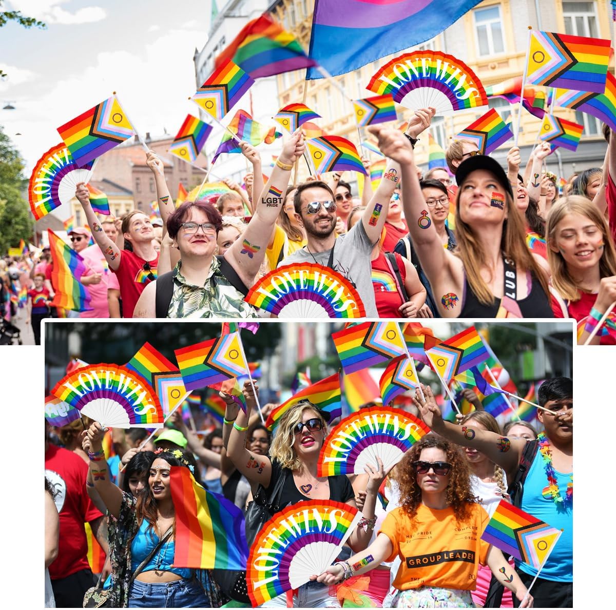Thumbnail 5 de iZoeL Pride Fan Set: 10 Pieces of Rainbow Spirit for Parades and Celebrations