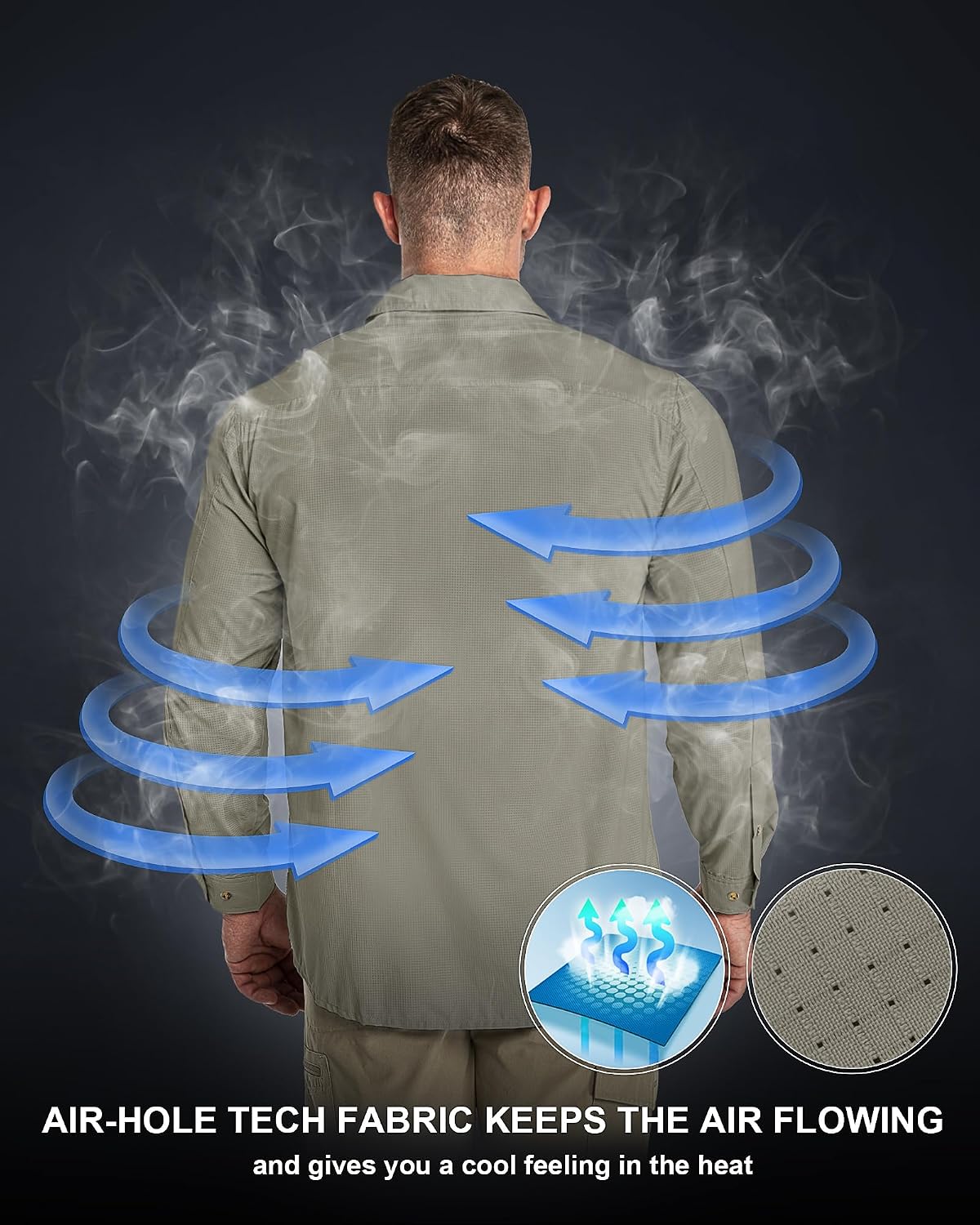 Detalle de 33,000ft Men's Long Sleeve UV Protection Safari Shirt with Pockets