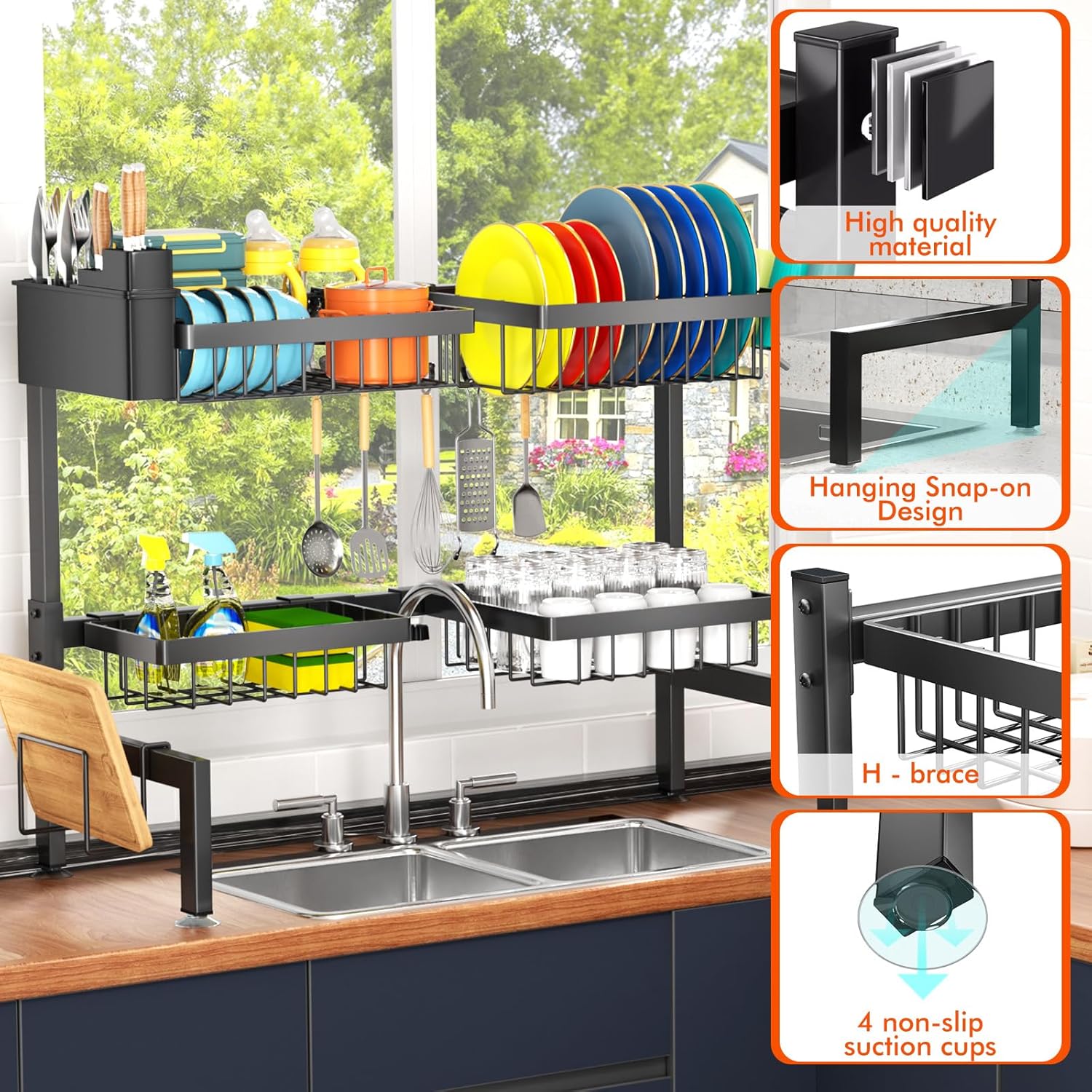 Thumbnail 5 de YKLSLH Over-the-Sink Dish Drying Rack 24.8–35.4" 🧽