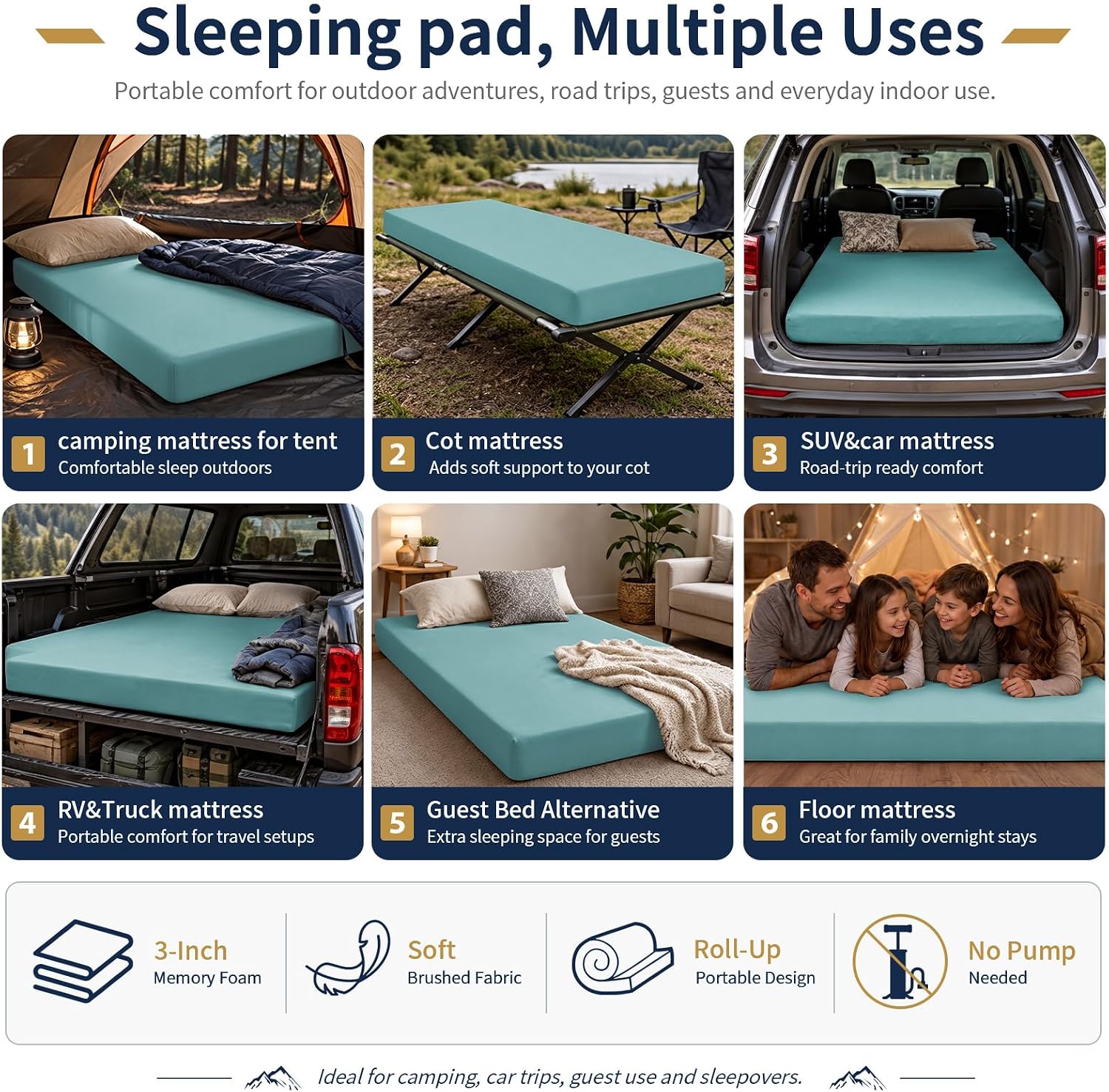Detalle de CYMULA Camping Mattress Pad Memory Foam