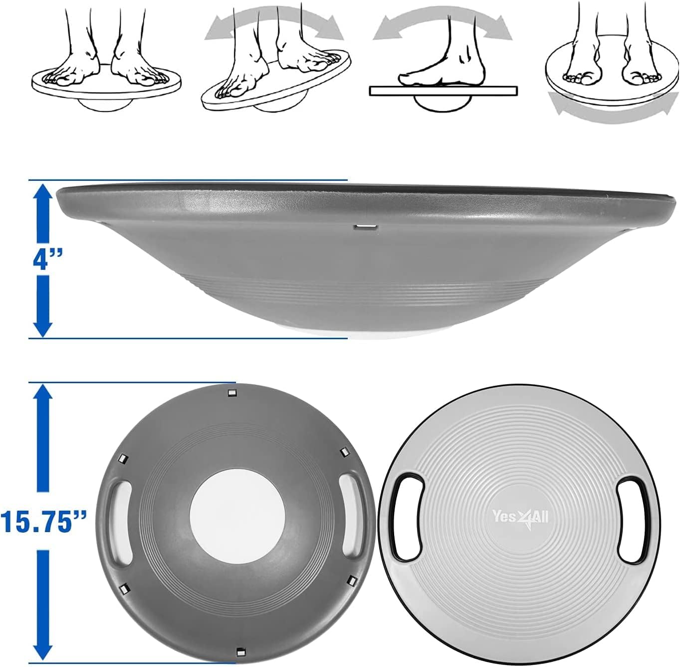 Detalle de Yes4All 350LBS Wooden Balance Board for Physical Therapy and Standing Desks