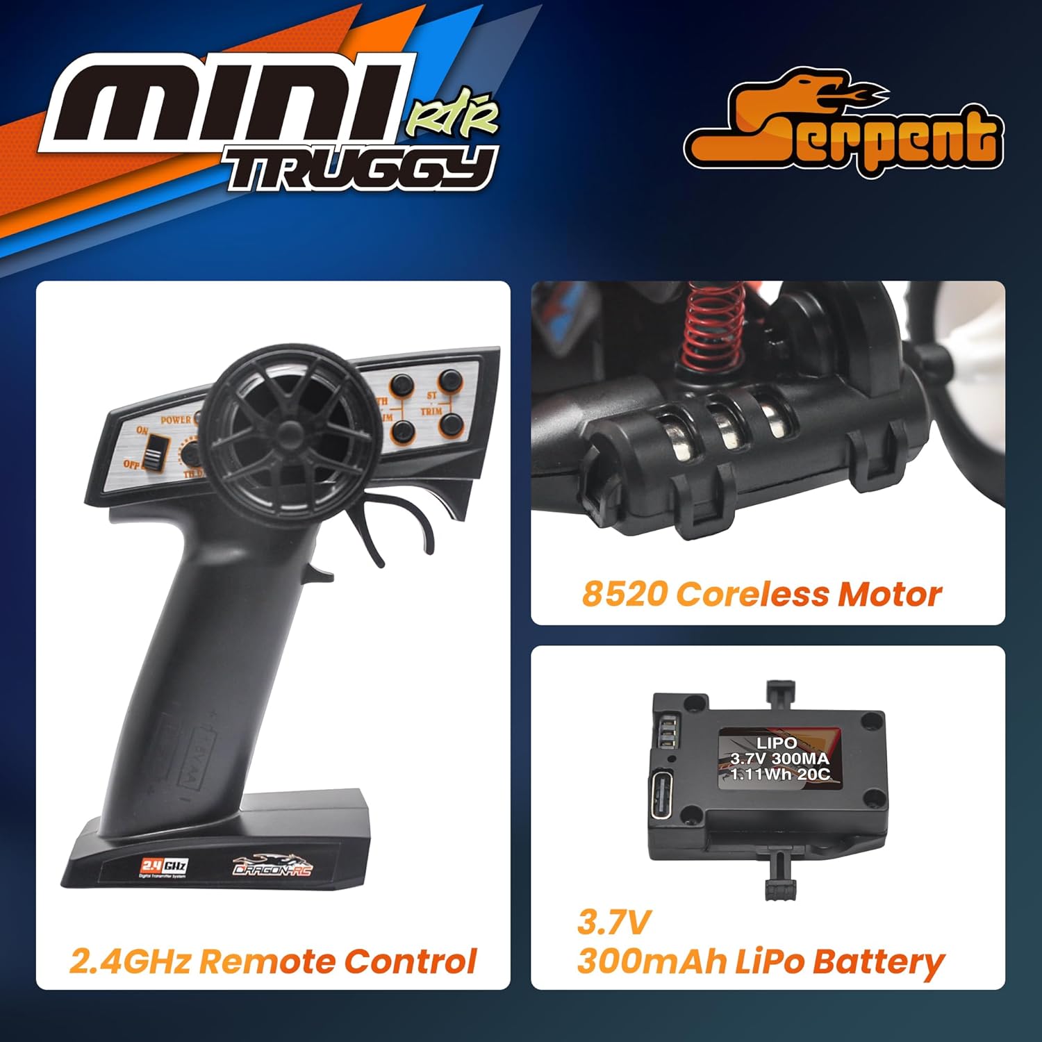 Detalle de Serpent 1:24 Mini 2WD Truggy 2,4 GHz RTR