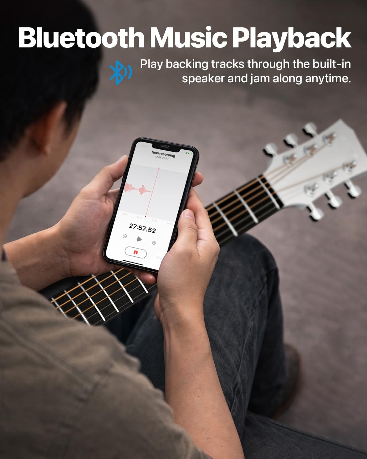 Detalle 2 de Enya NOVA GO SP1 Carbon Fiber Travel Guitar (35") with Smart AcousticPlus, Built-in Effects, USB Recording & Bluetooth Speaker