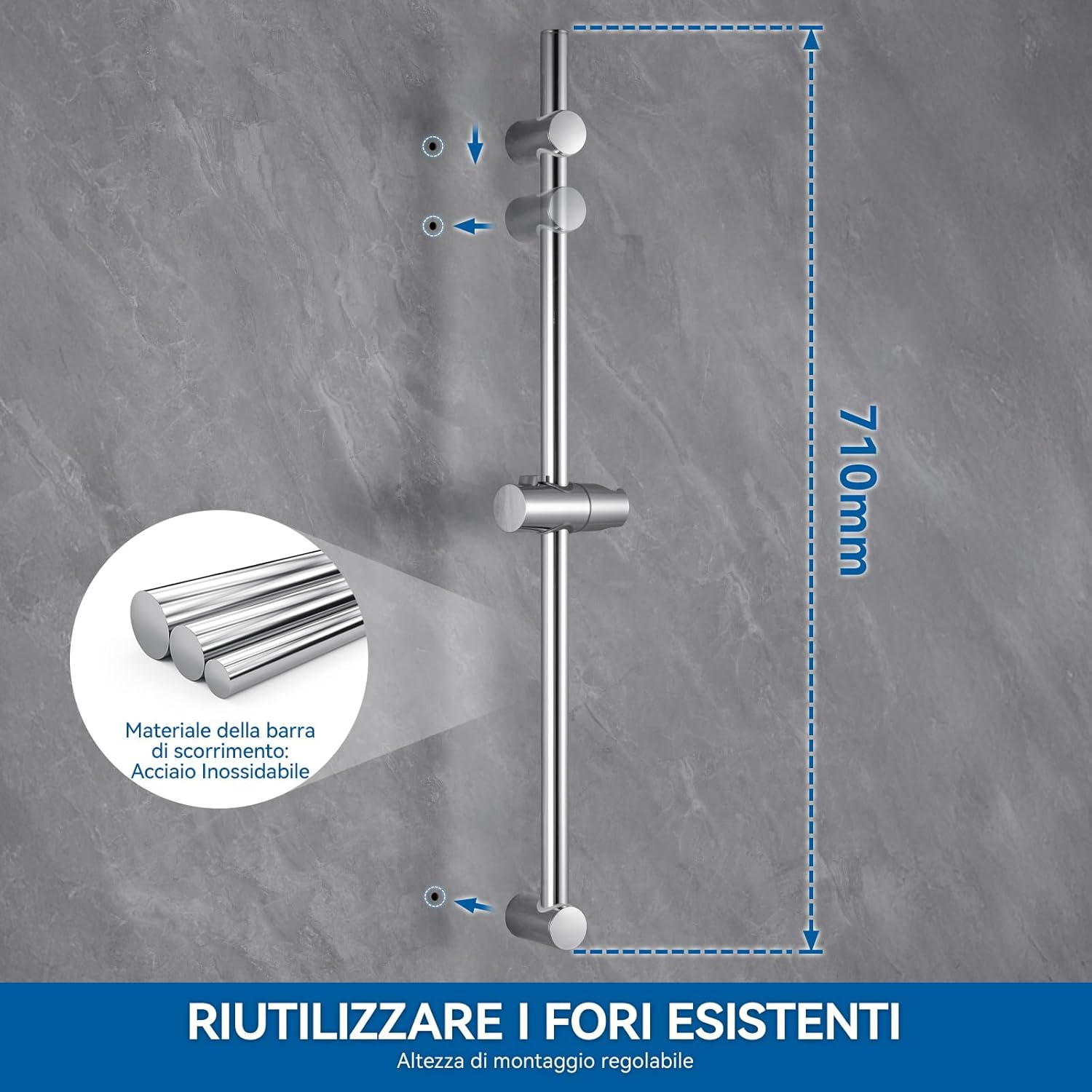 Thumbnail 3 de Auralum Colonna Doccia senza Miscelatore 70 cm: doccia con soffione, doccetta multipla e tubo in acciaio inox da 1,5 m