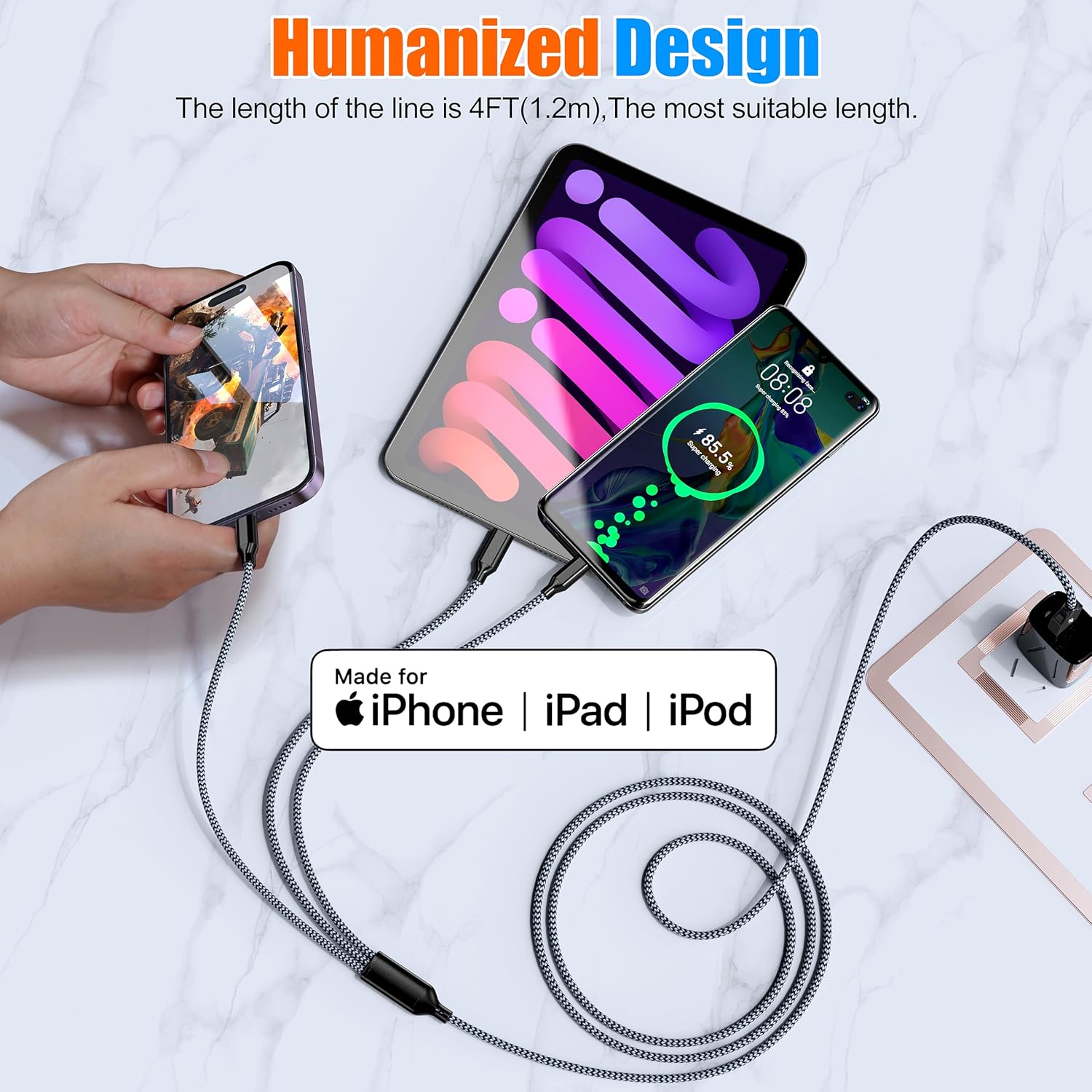 Thumbnail 4 de Xnewcable Multi Charging Cable 6ft 2-Pack — 3-in-1 cable 🔌