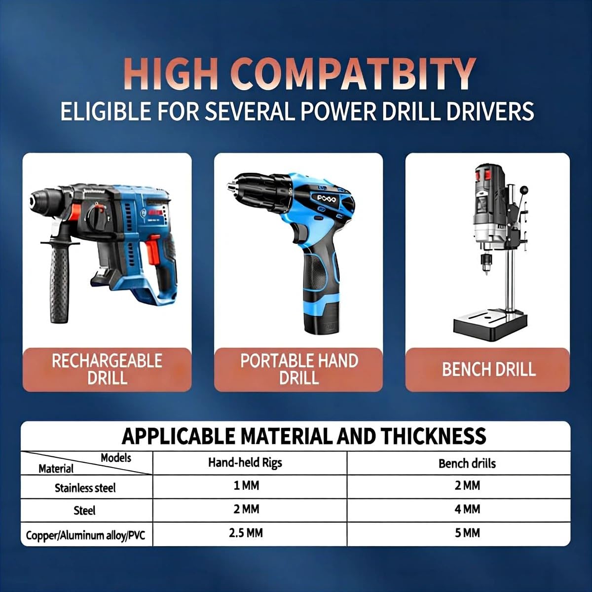 Thumbnail 6 de KASAFE Step Drill Bit - Precision 4-Flute Spiral, M35 Cobalt HSS TiAlN Coated, 1/8"-1/2", Hex Shank