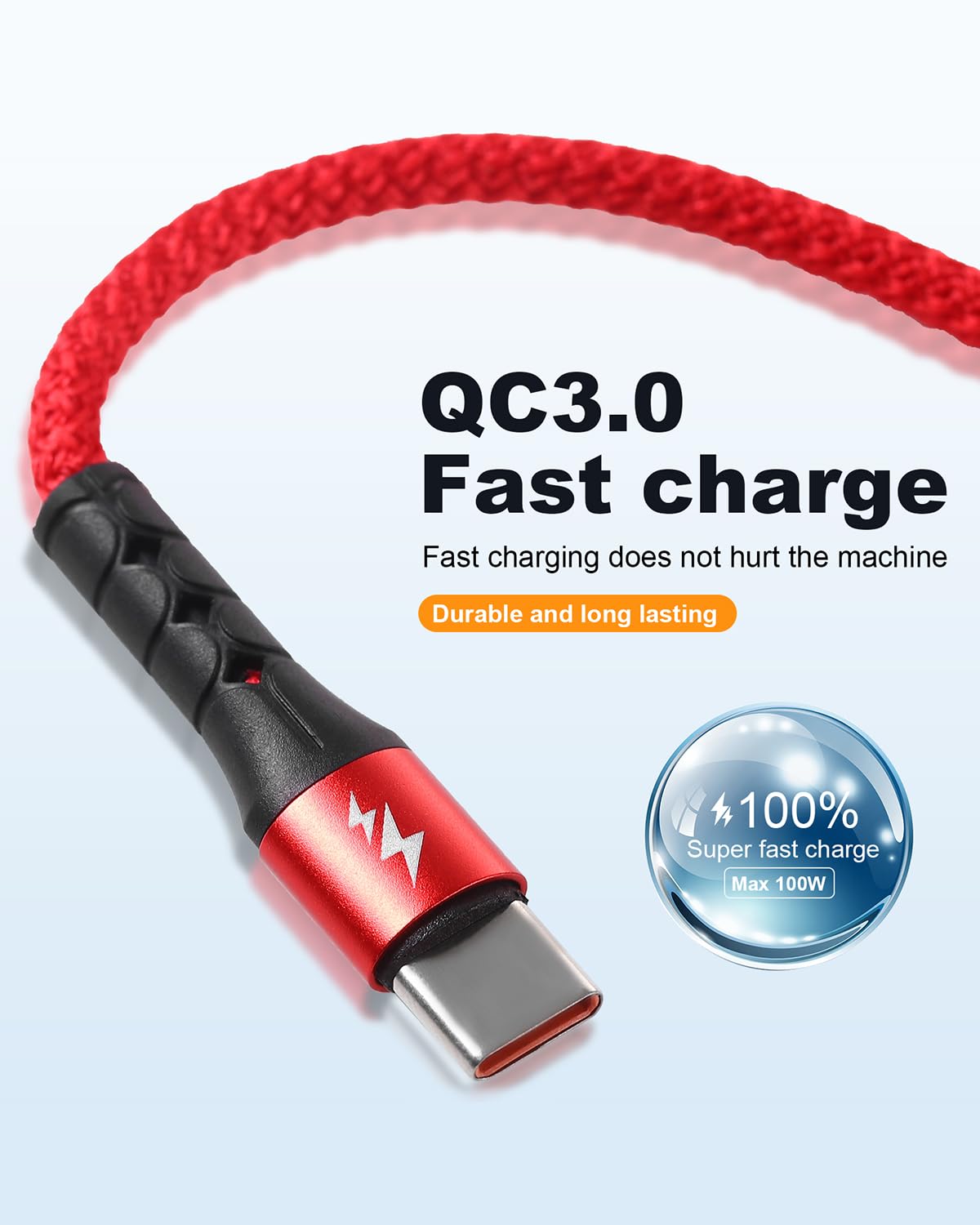 Thumbnail 2 de SIQIWO USB Typ C Kabel 1.2M 4‑Port QC 3.0