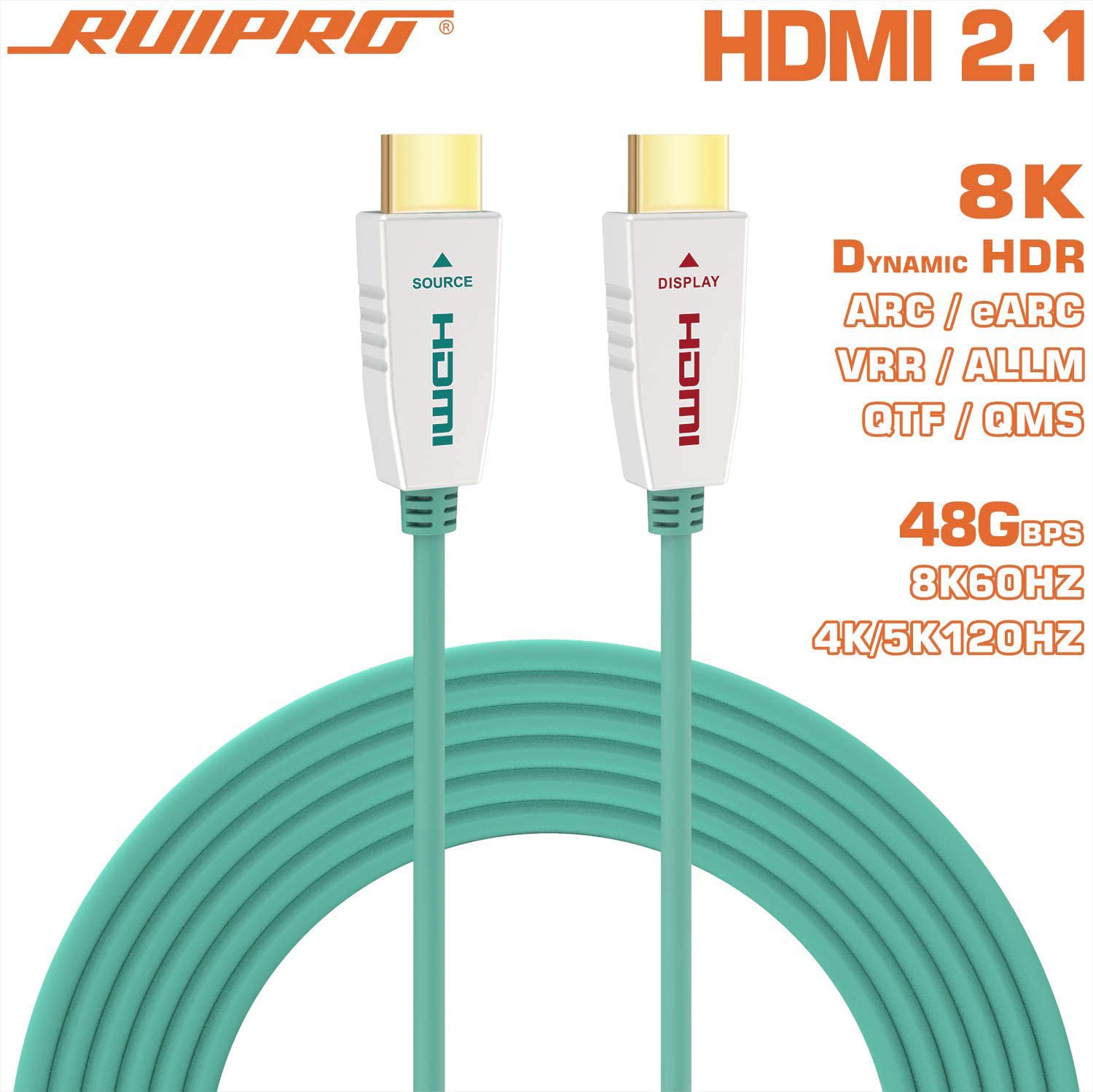Thumbnail 1 de RUIPRO 8K Fibre Optic HDMI Cable 10M – HDMI 2.1, 48Gbps, 8K@60Hz / 4K@120Hz