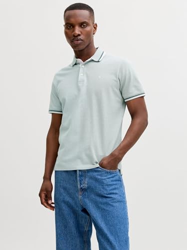 Detalle 2 de JACK & JONES Jjepaulos Polo SS Noos Azul Mineral (M) — polo de corte ajustado para estilo casual