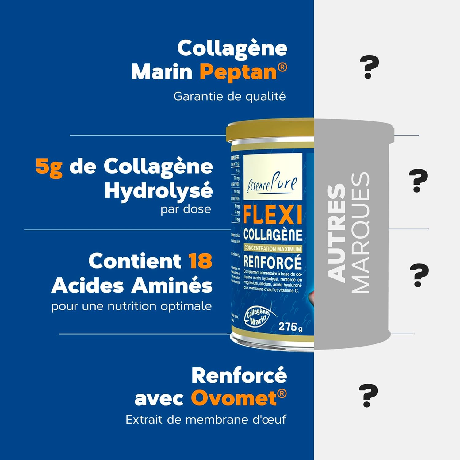 Thumbnail 4 de Collagène Marin Poudre 275 g – Flexi Collagène Renforcé avec Peptan et Ovomet par Essence Pure