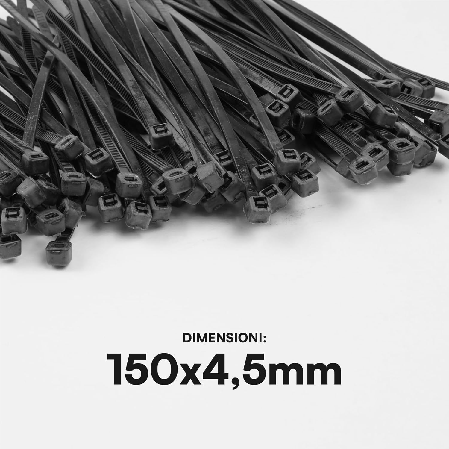 Detalle de Lot de 400 colliers de serrage en nylon 6,6 150 x 4,5 mm – noir, résistance élevée et autostop anti-dents