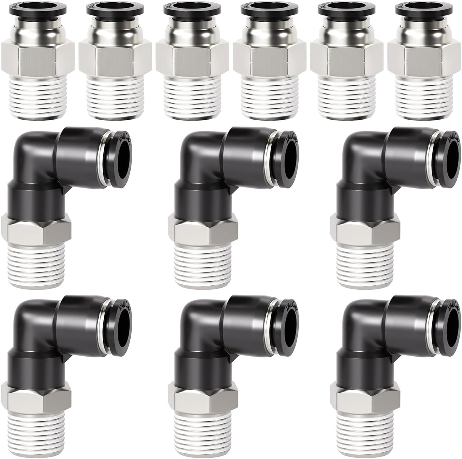 Thumbnail 3 de TAILONZ PNEUMATIC Copper Male Straight Push-in Fittings PC12-03 (Pack of 10)