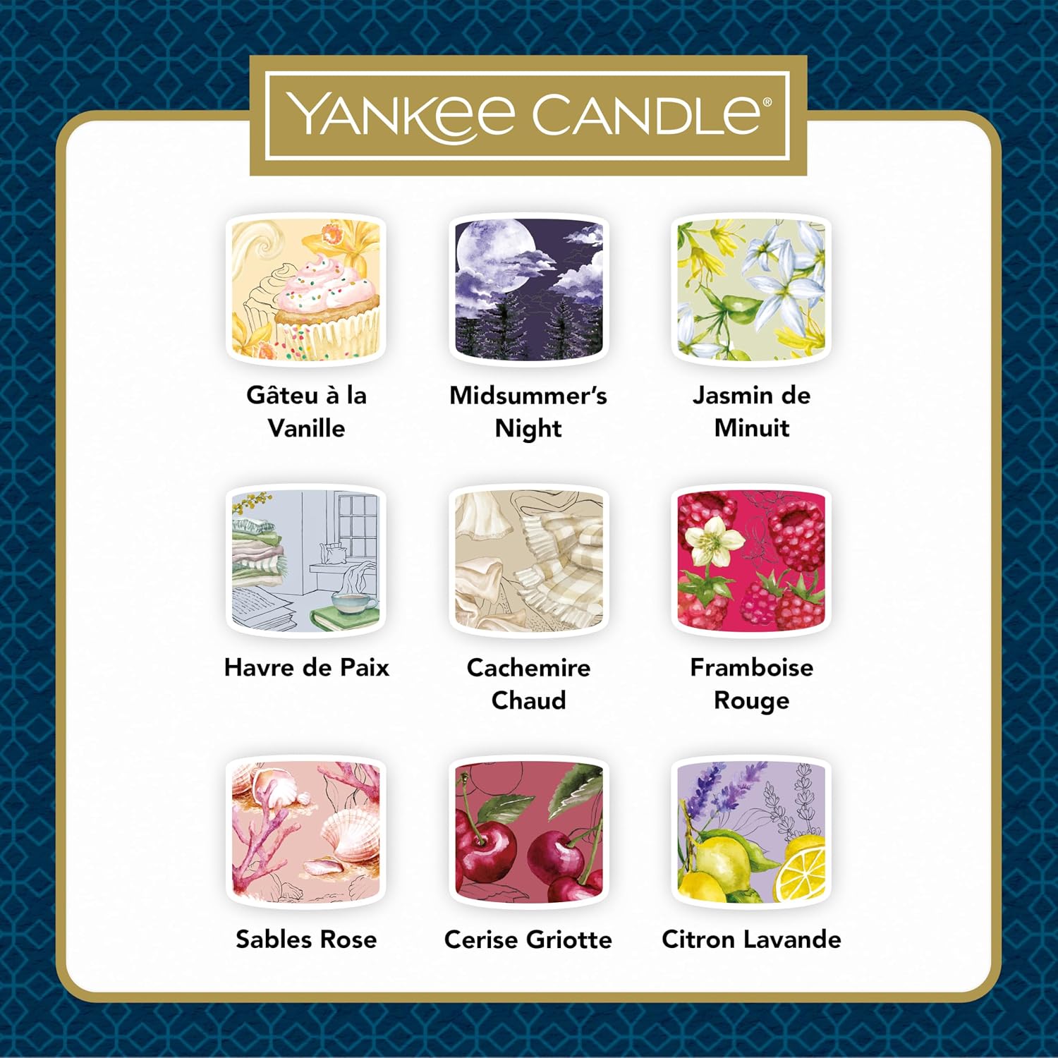 Detalle de Yankee Candle Coffret cadeau: 9 bougies votives en verre – 9 parfums variés