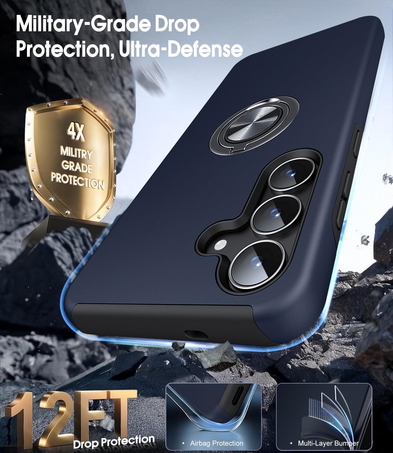 Detalle 1 de AOUIA S25 FE Case 360° Ring Stand