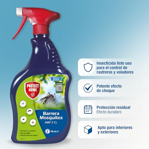 Detalle de PROTECT HOME: Insecticida Barrera de Protección Total (750 ml) para Mosquitos y Moscas en Exterior, Interior y Textiles