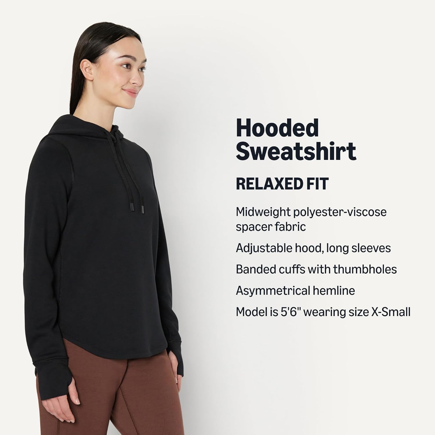 Detalle de Amazon Essentials Women’s Long-Sleeve Hooded Sweatshirt with Relaxed Fit