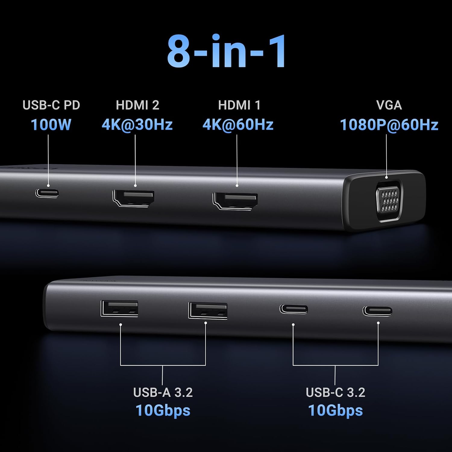 Detalle 2 de UGREEN Revodok Pro 308 USB-C Docking Station 100W