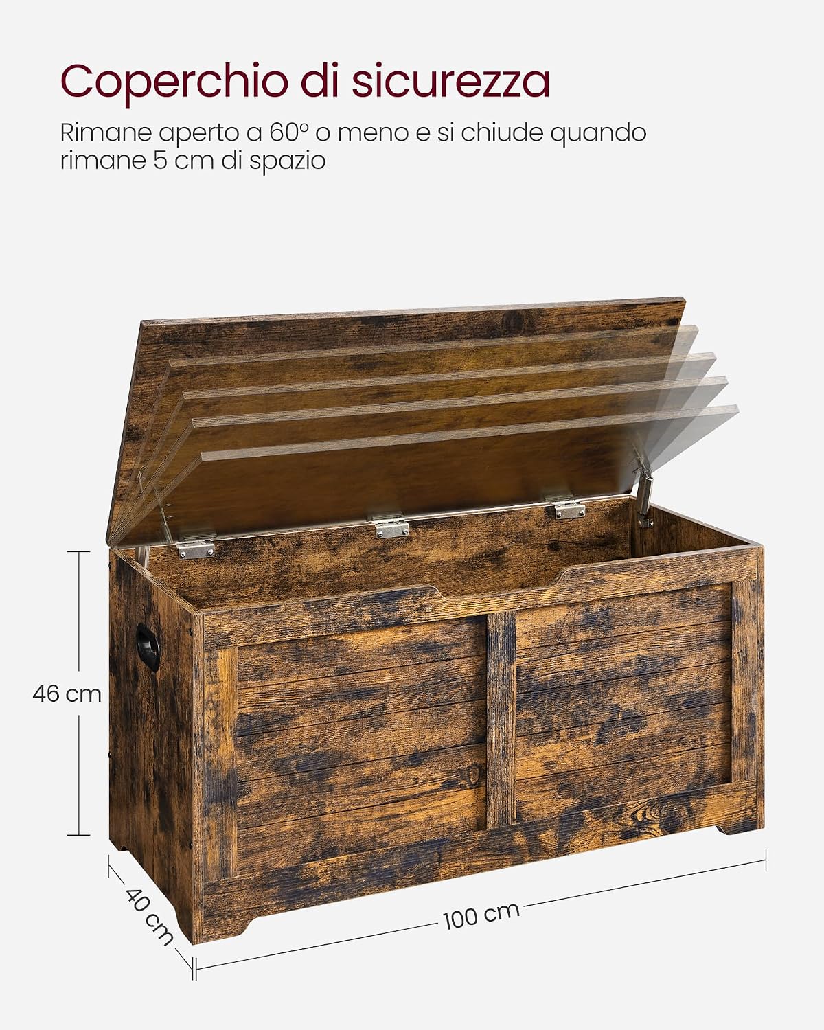 Thumbnail 6 de VASAGLE cassapanca LSB061T01 con pouf portaoggetti e scarpiera, con 2 cerniere di sicurezza