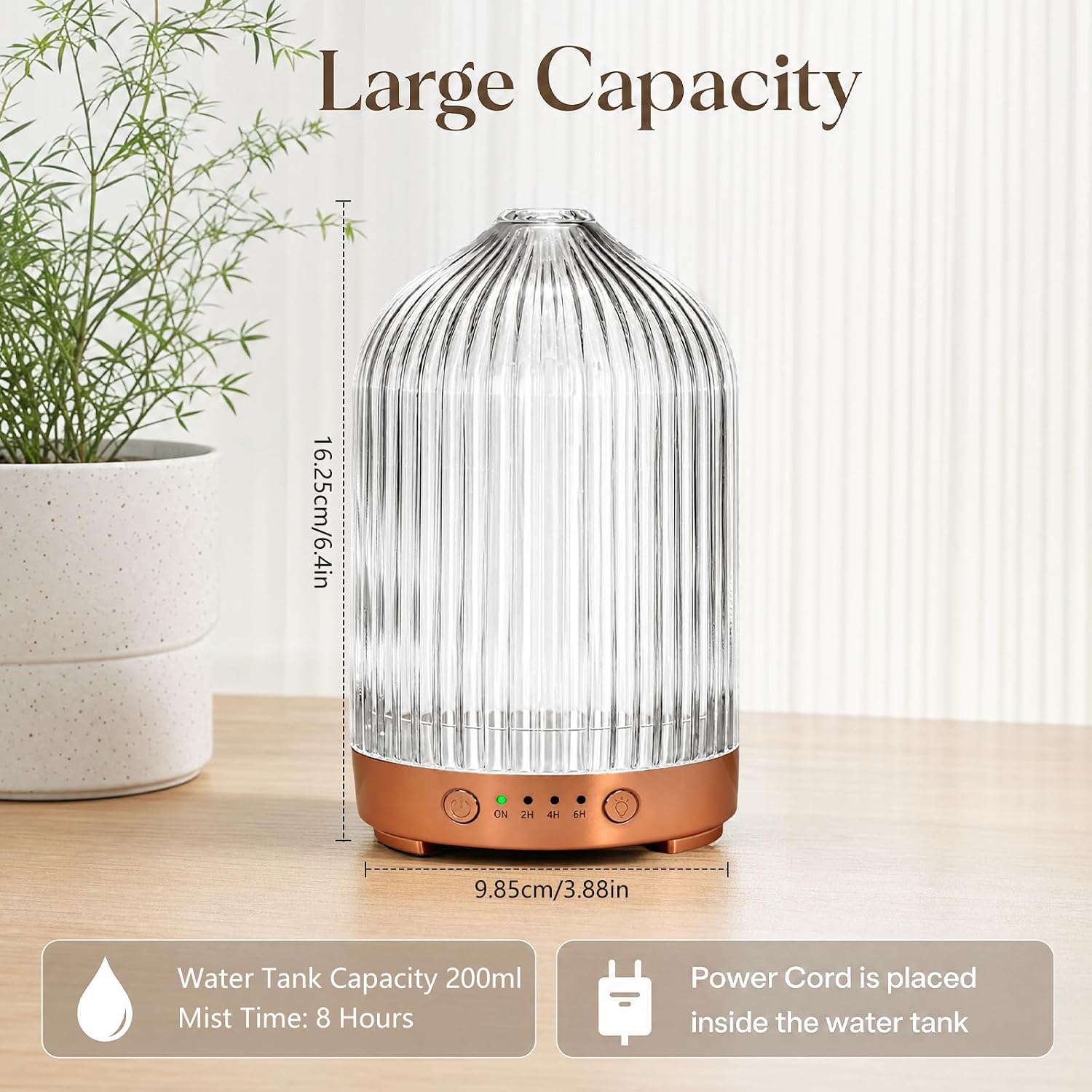 Thumbnail 2 de Essential Oil Diffuser Glass Electric Aromatherapy Diffuser with 200ml Tank