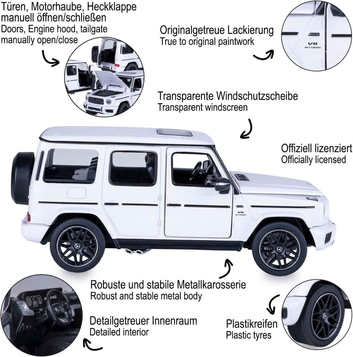 Thumbnail 3 de JAMARA 402265 Mercedes-AMG G 63, metalowy model samochodu 1:24, biały