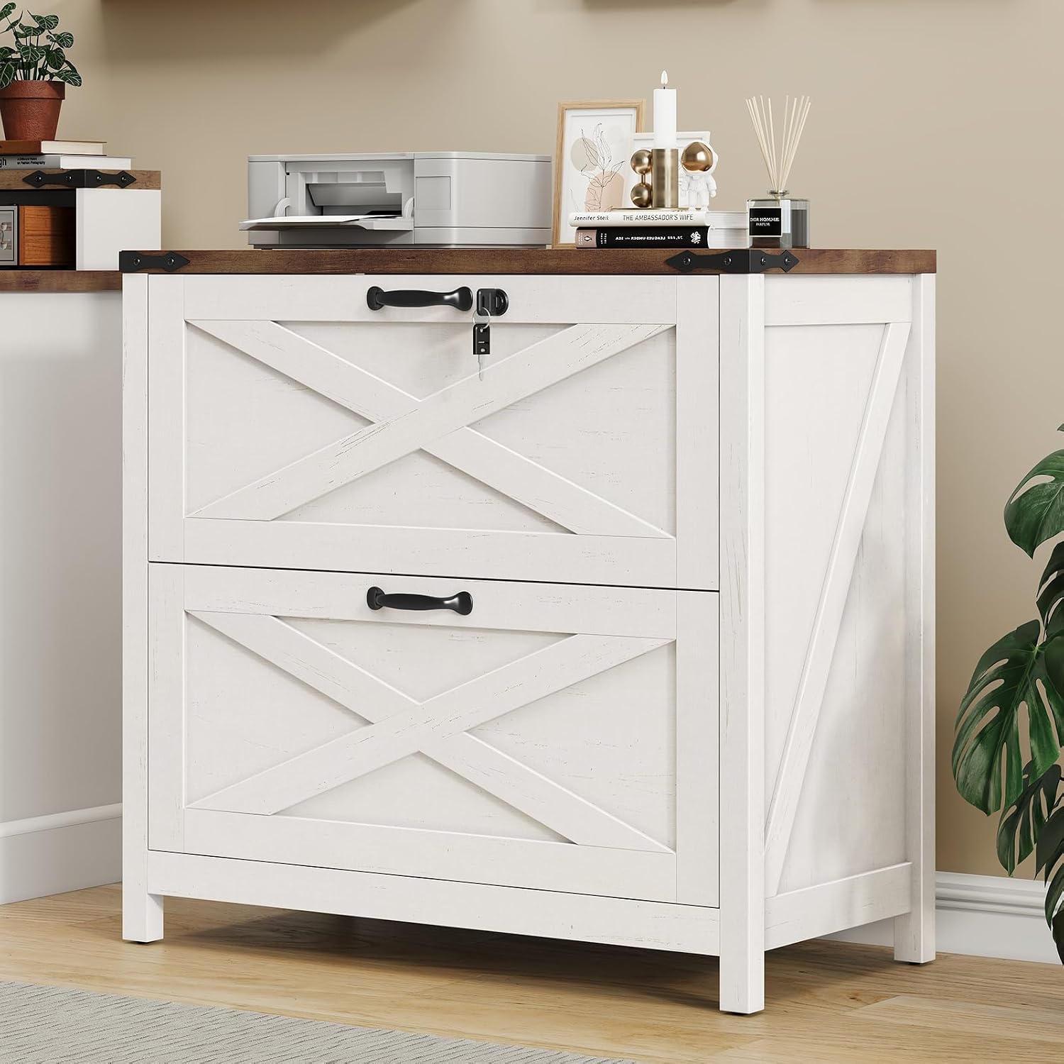 Thumbnail 6 de Halitaa DA0171BS01A Farmhouse Lateral File Cabinet, 2 Drawers, Locking Drawer