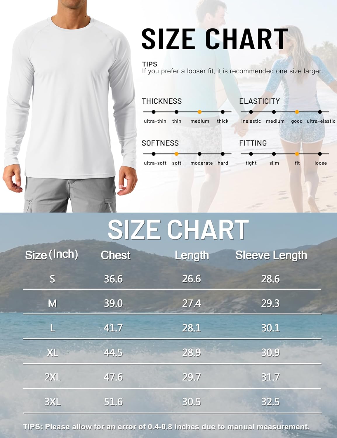 Thumbnail 6 de TACVASEN Men’s UPF 50+ Long Sleeve T-Shirt for Outdoor Hiking & Walking