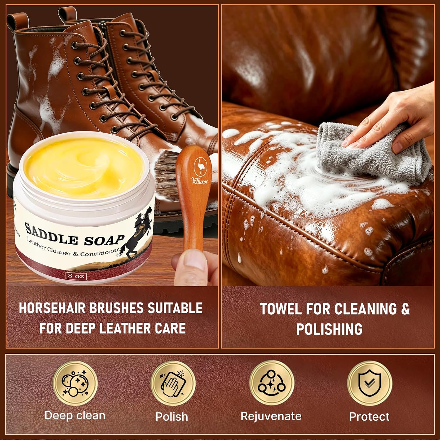 Detalle de Velluxor Leather Saddle Soap 8 oz