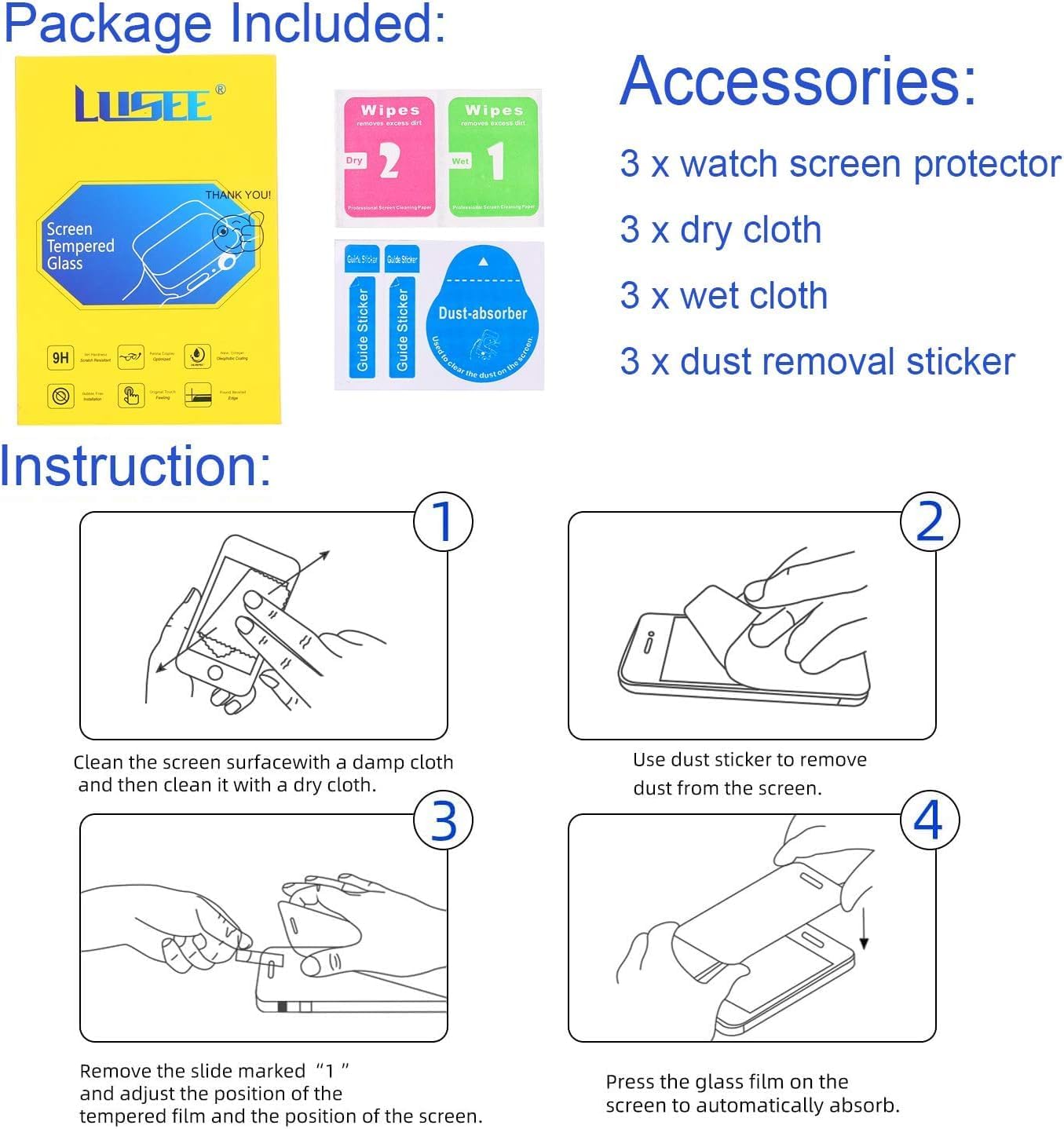 Thumbnail 6 de Lusee 3 Pack Tempered Glass Screen Protectors for Suunto 7 / Suunto 9 Baro / Suunto D5