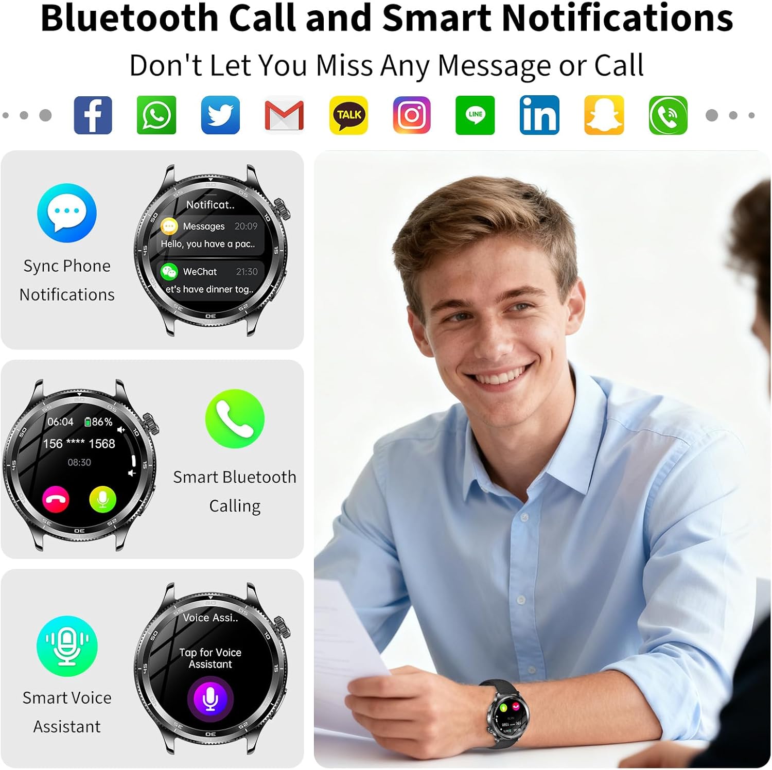Thumbnail 2 de 2026 Smart Watch for Men with ECG & Blood Pressure — 1.43" AMOLED Fitness Tracker