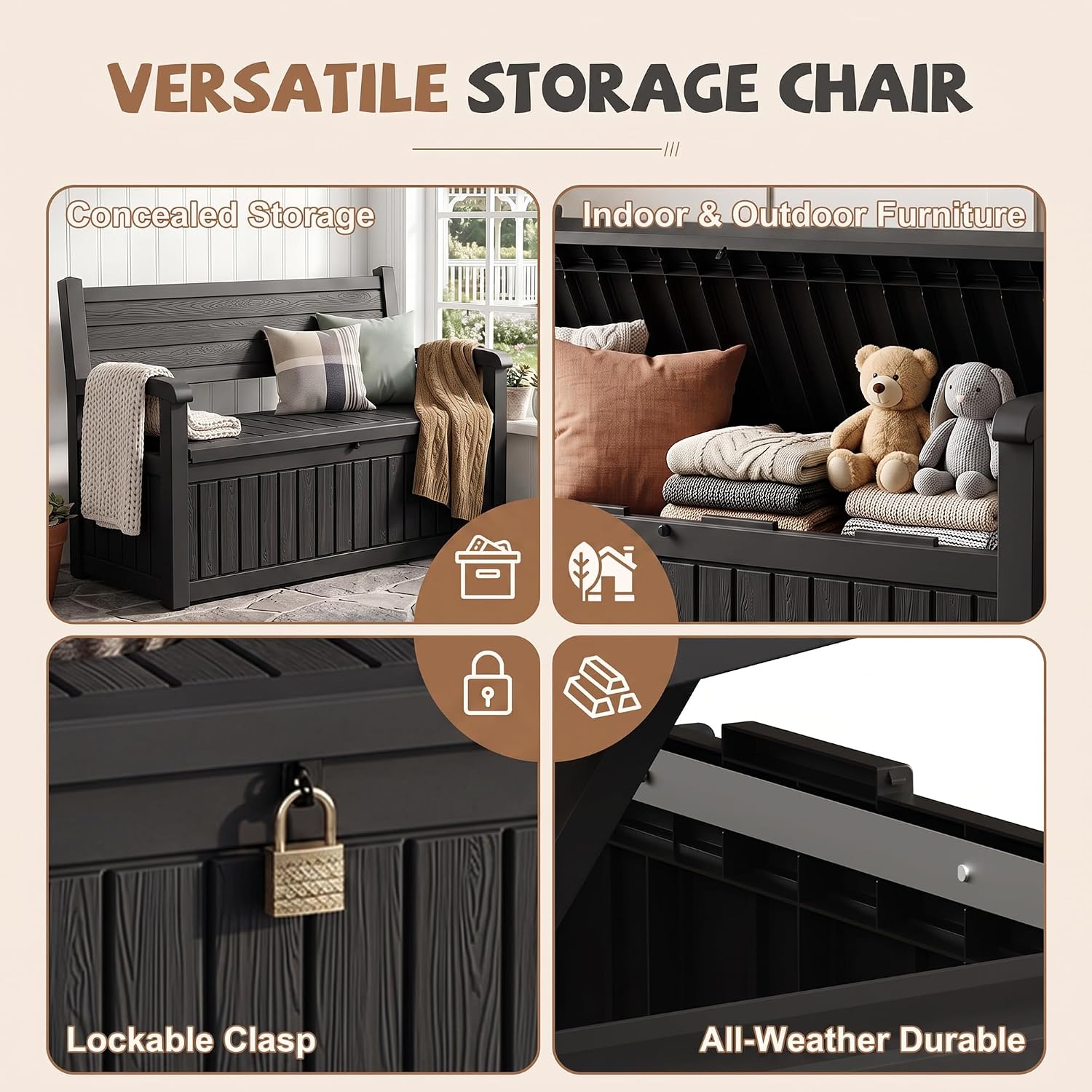 Detalle de EFU Outdoor Storage Bench 120 Gallon